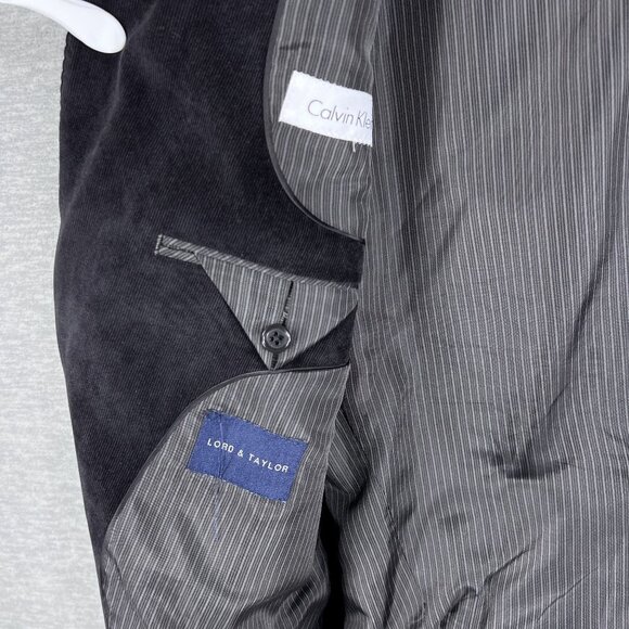 Calvin Klein Mens 46R Black Corduroy Blazer Sport Coat Double Vented Holiday - Picture 13 of 16